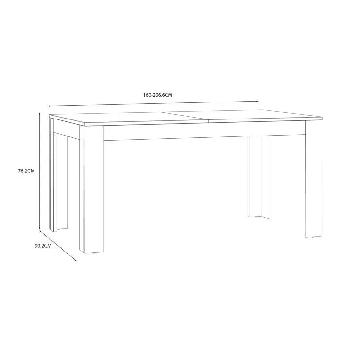 Bohol Extending Dining Table in Grey and Oak 160-207cm dimensions