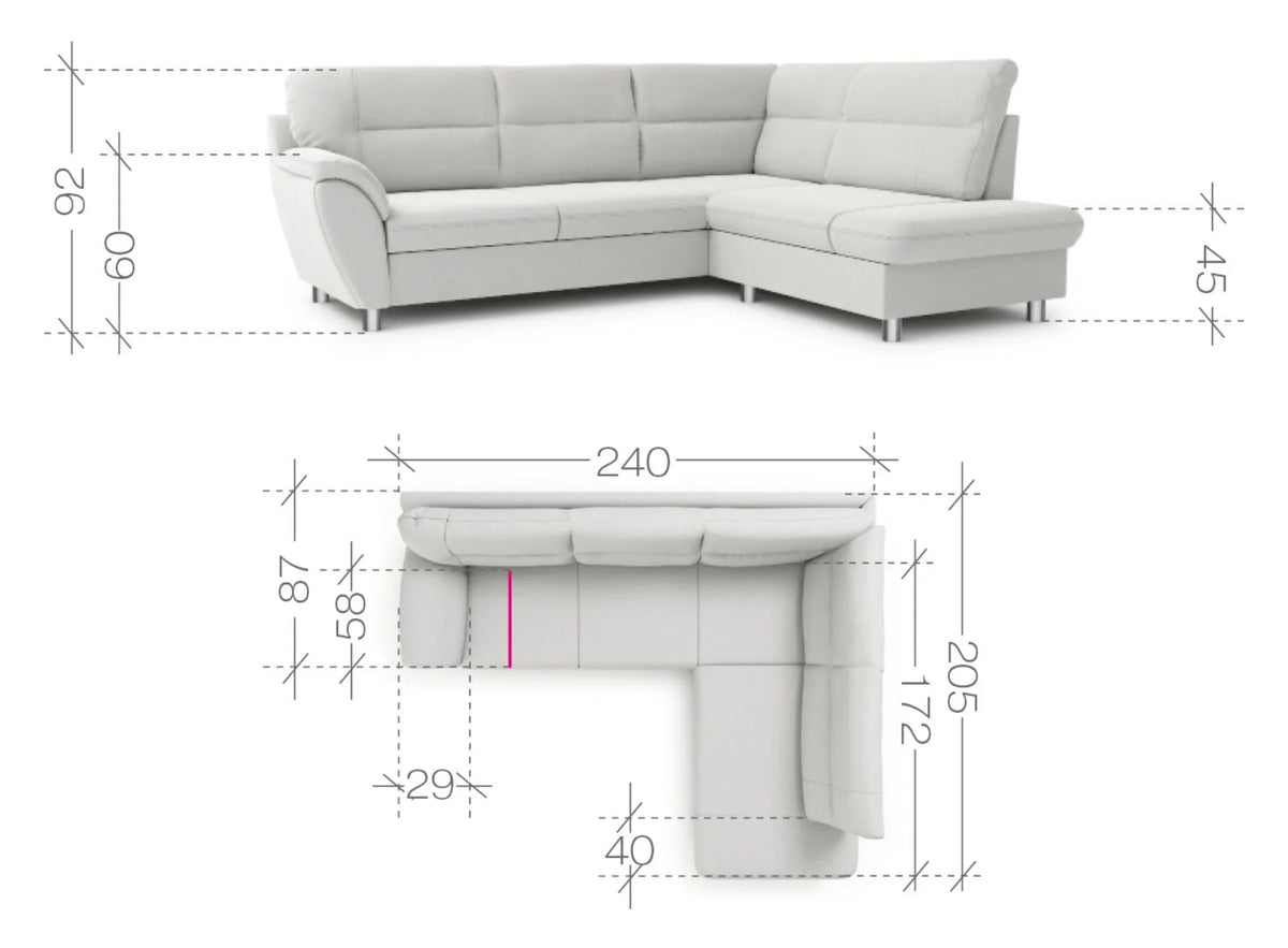 Amigo I Corner Sofa Bed With Storage dimensions