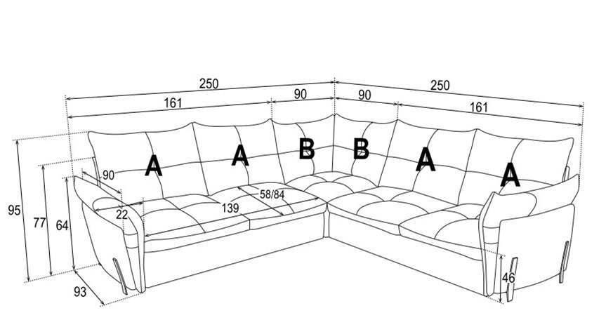 Almeria Corner Sofa Bed 3 With Storage dimensions