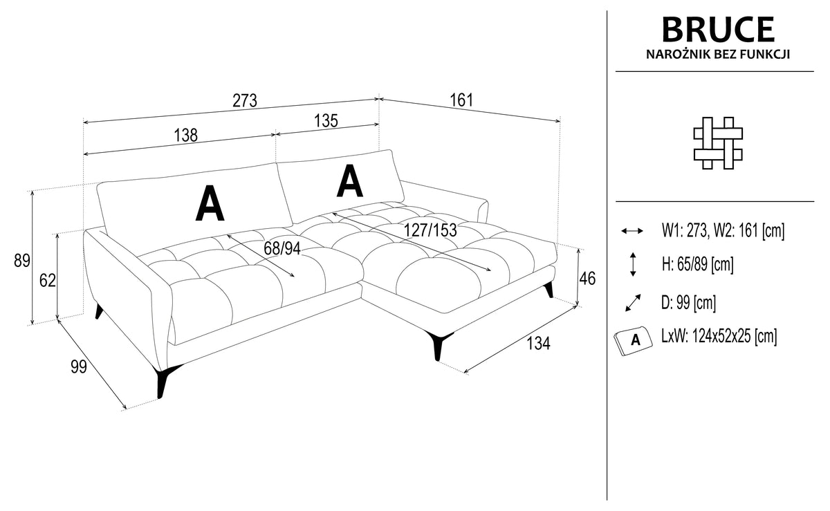 Bruce Corner Sofa dimensions