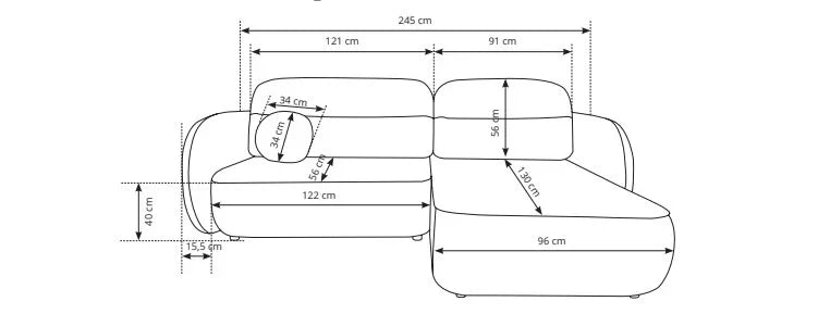 Balto Corner Sofa Bed With Storage dimensions