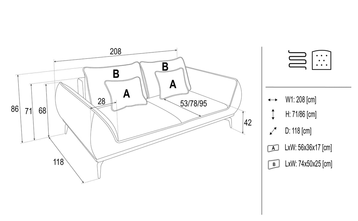 Cavo 2 Seater Sofa dimensions