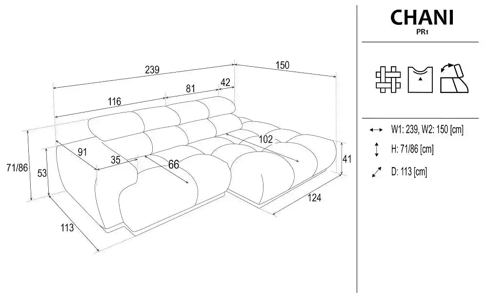 Chani Corner Sofa Pr1 dimensions