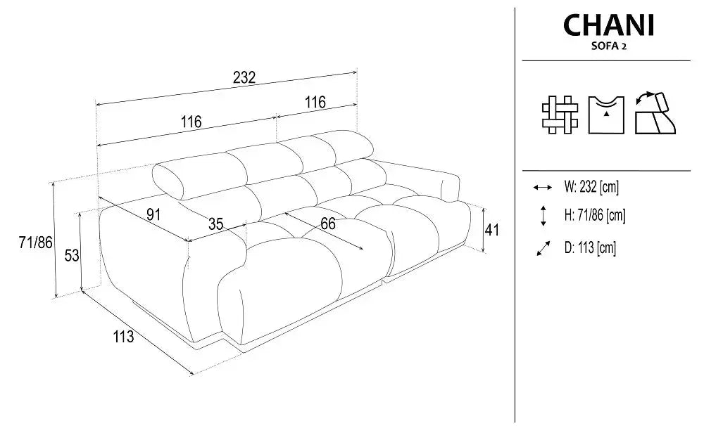 Chani 2 Seater Sofa dimensions