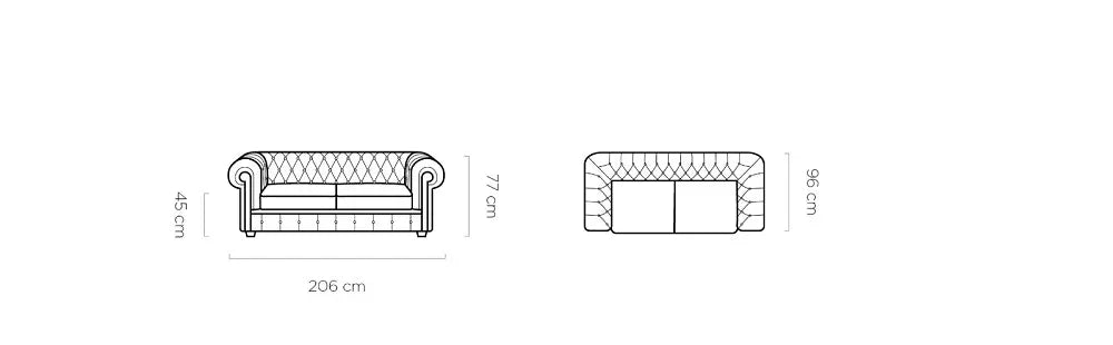 Chesterfield 3 Seater Sofa dimensions