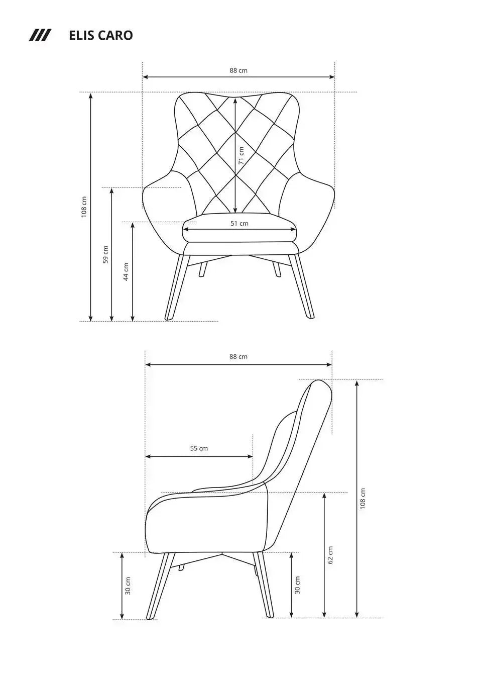 Elis Caro Armchair dimensions