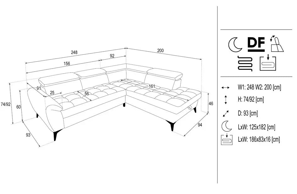 Glasgow Express Delivery Corner Sofa Bed With Storage Euston Rustic dimensions
