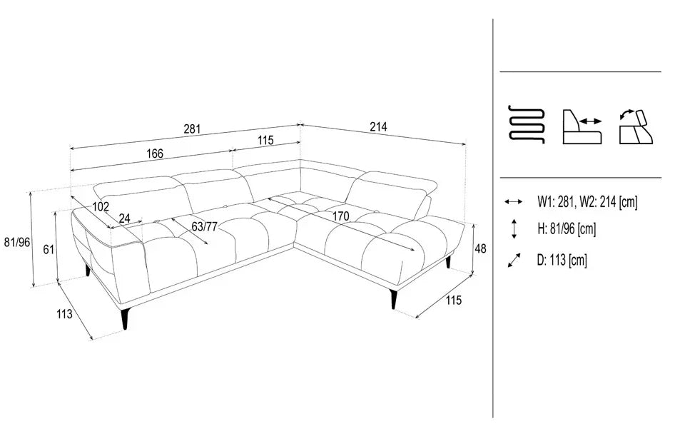 Halifax Express Delivery Corner Sofa Kensington Nutmeg dimensions