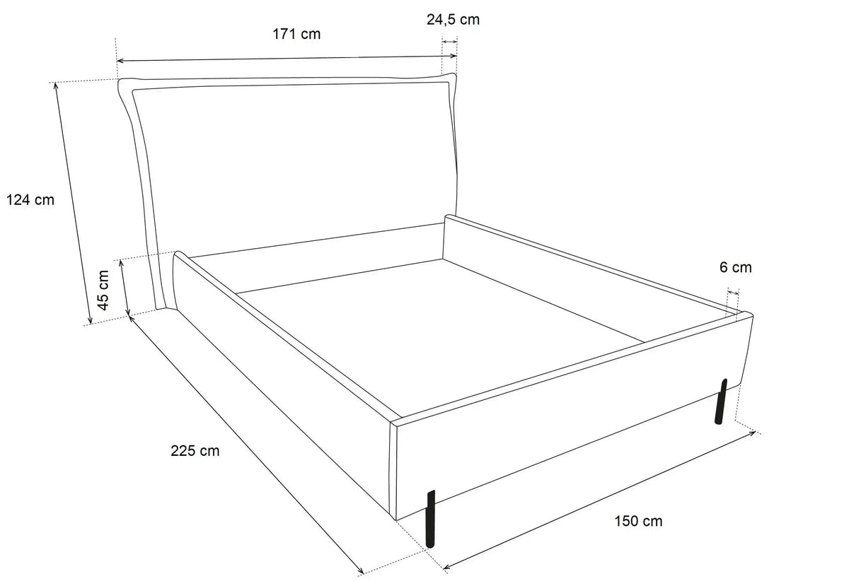 Bed Ferro 140 X 200 Cm With Lift Up Function dimensions