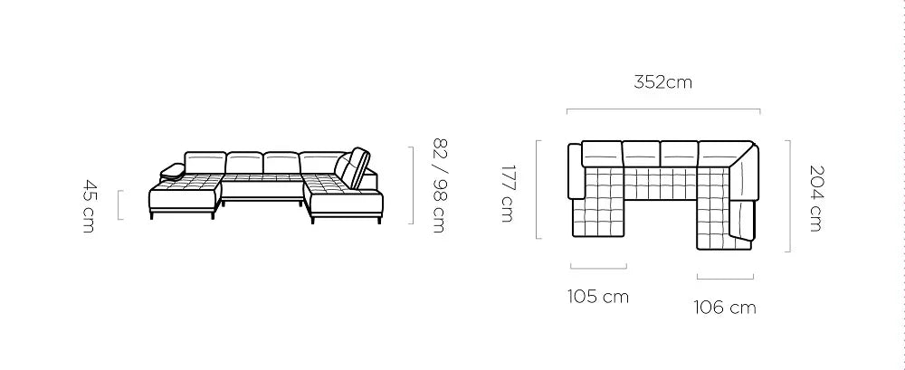Focus Xl U-Shape Corner Sofa dimensions