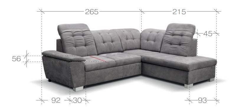 Kalvi Corner Sofa Bed With Storage dimensions