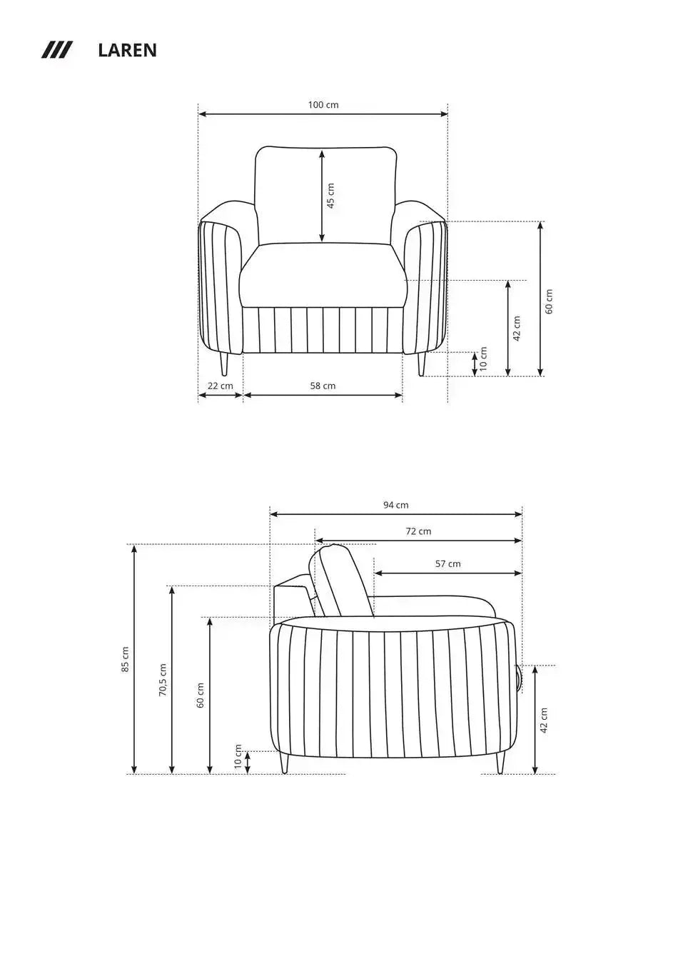 Laren Armchair dimensions