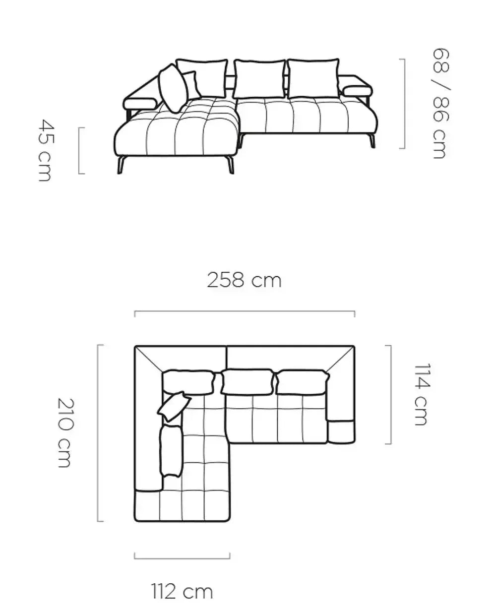 Magnetic Corner Sofa Relax dimensions