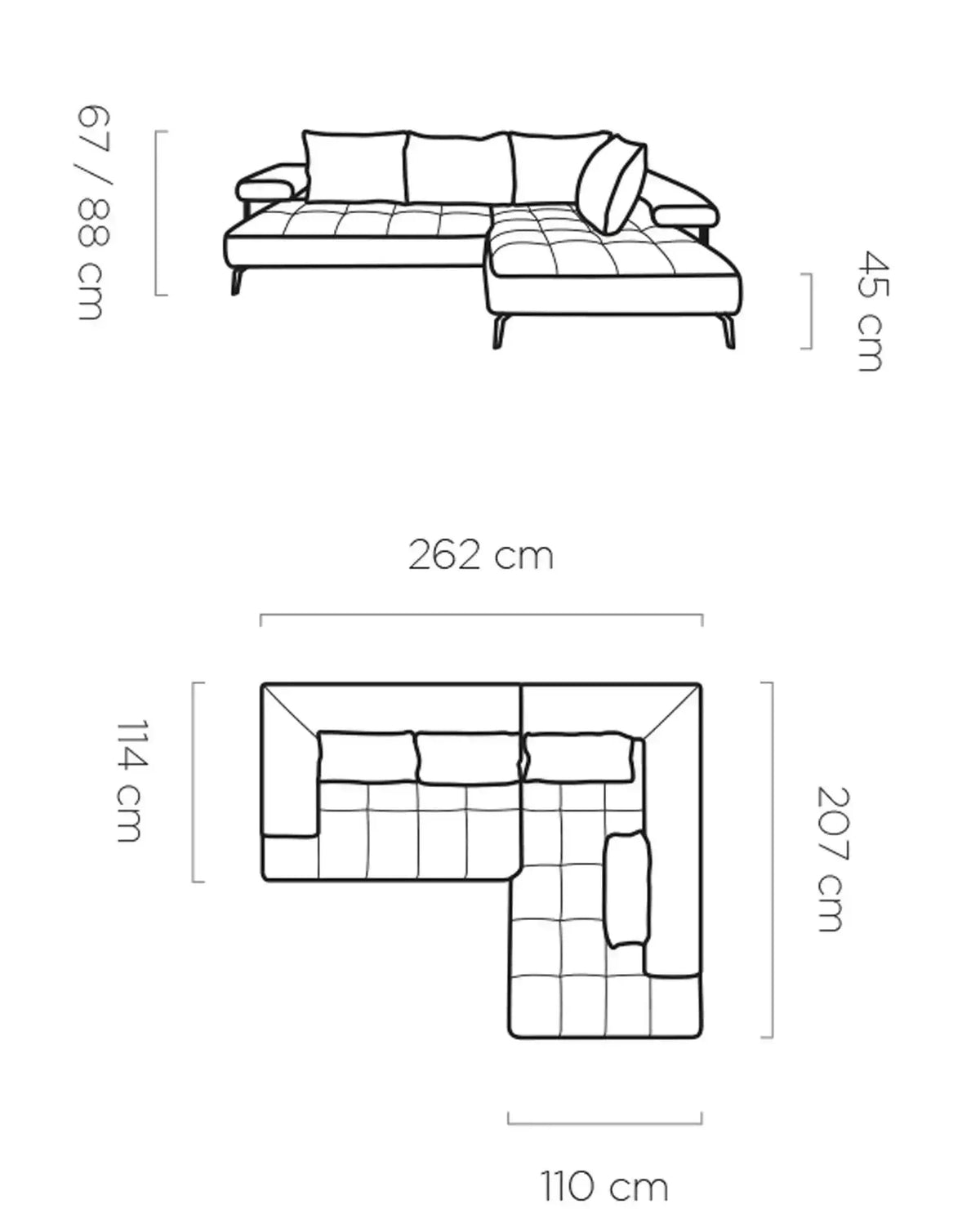 Montella L Corner Sofa Relax dimensions