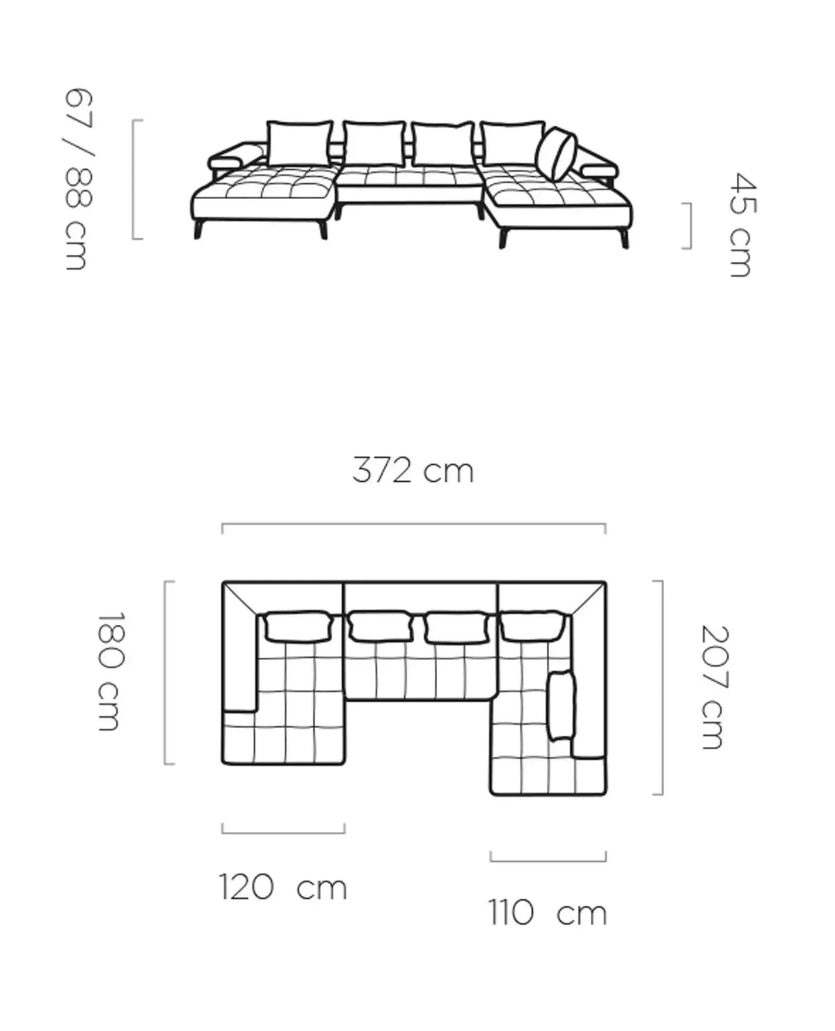 Montella Xl Corner Sofa Relax dimensions