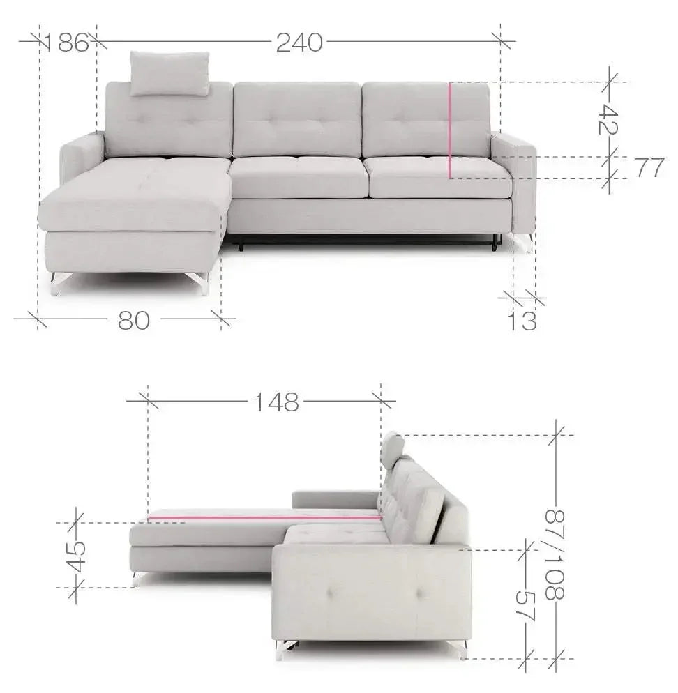 Nawe Corner Sofa Bed With Storage dimensions