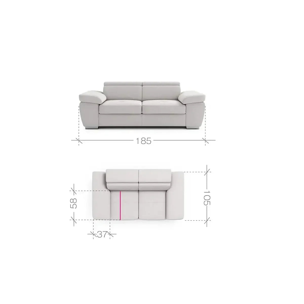 Rosso 2 Seater Sofa dimensions