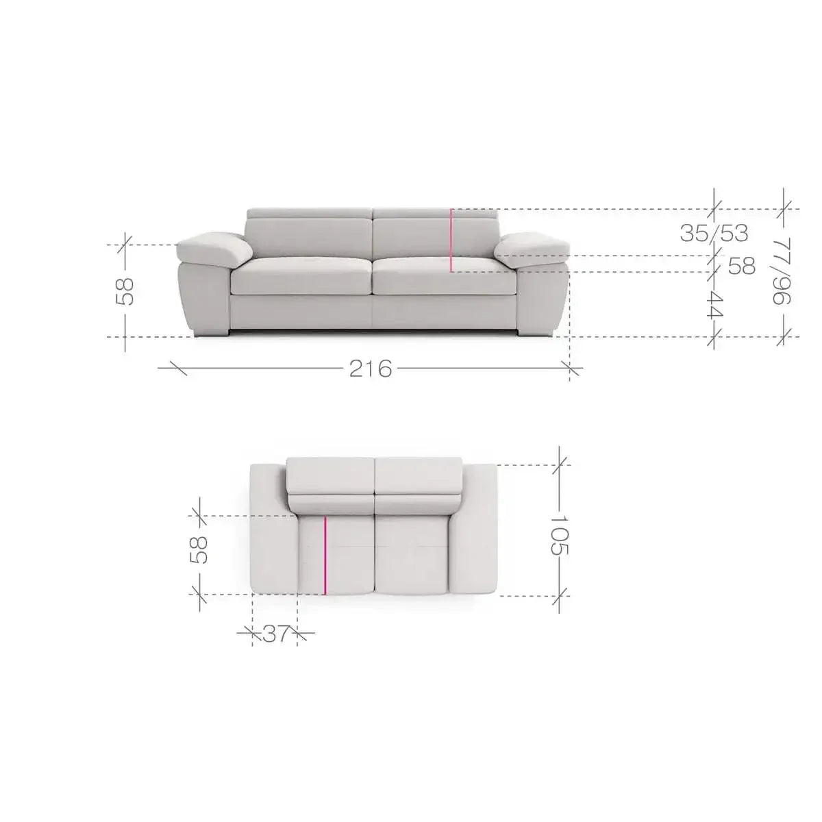 Rosso 2 Seater Sofa Bed dimensions