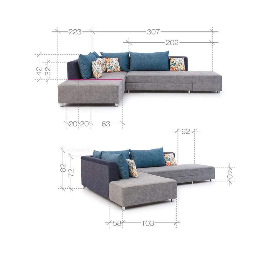 Split Corner Sofa Bed dimensions