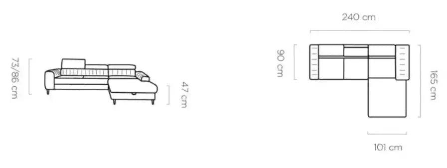 Navas S Corner Sofa Bed With Storage dimensions