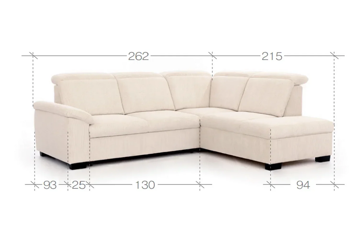 Carboni Corner Sofa Bed With Storage dimensions