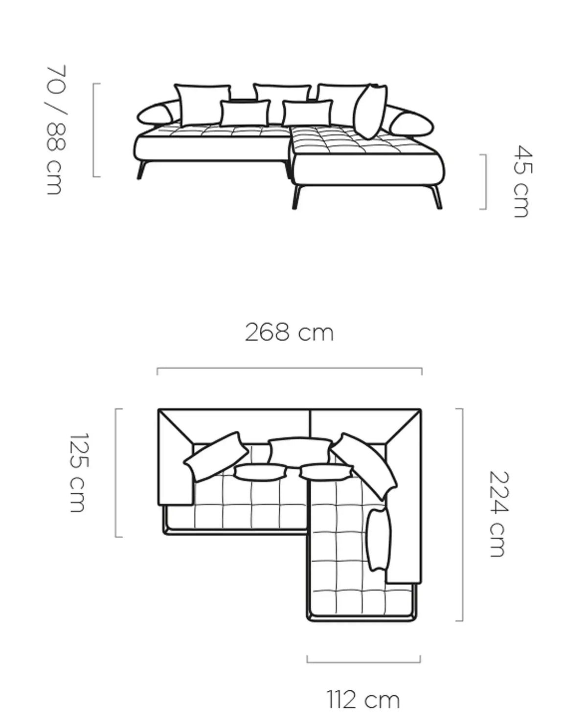 Seledo L Corner Sofa Relax dimensions