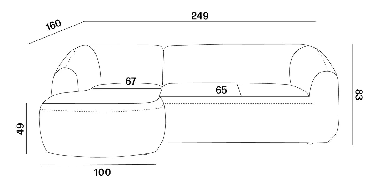 Varesso S Corner Sofa dimensions