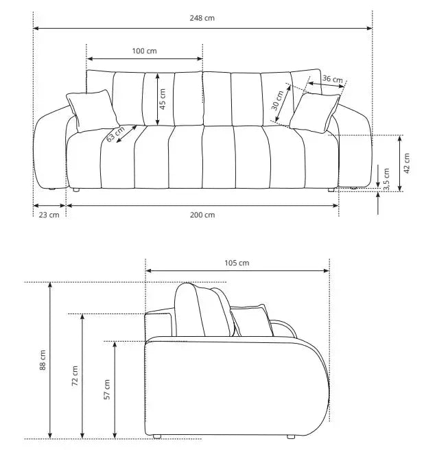 Baloo 3 Seater Sofa Bed dimensions