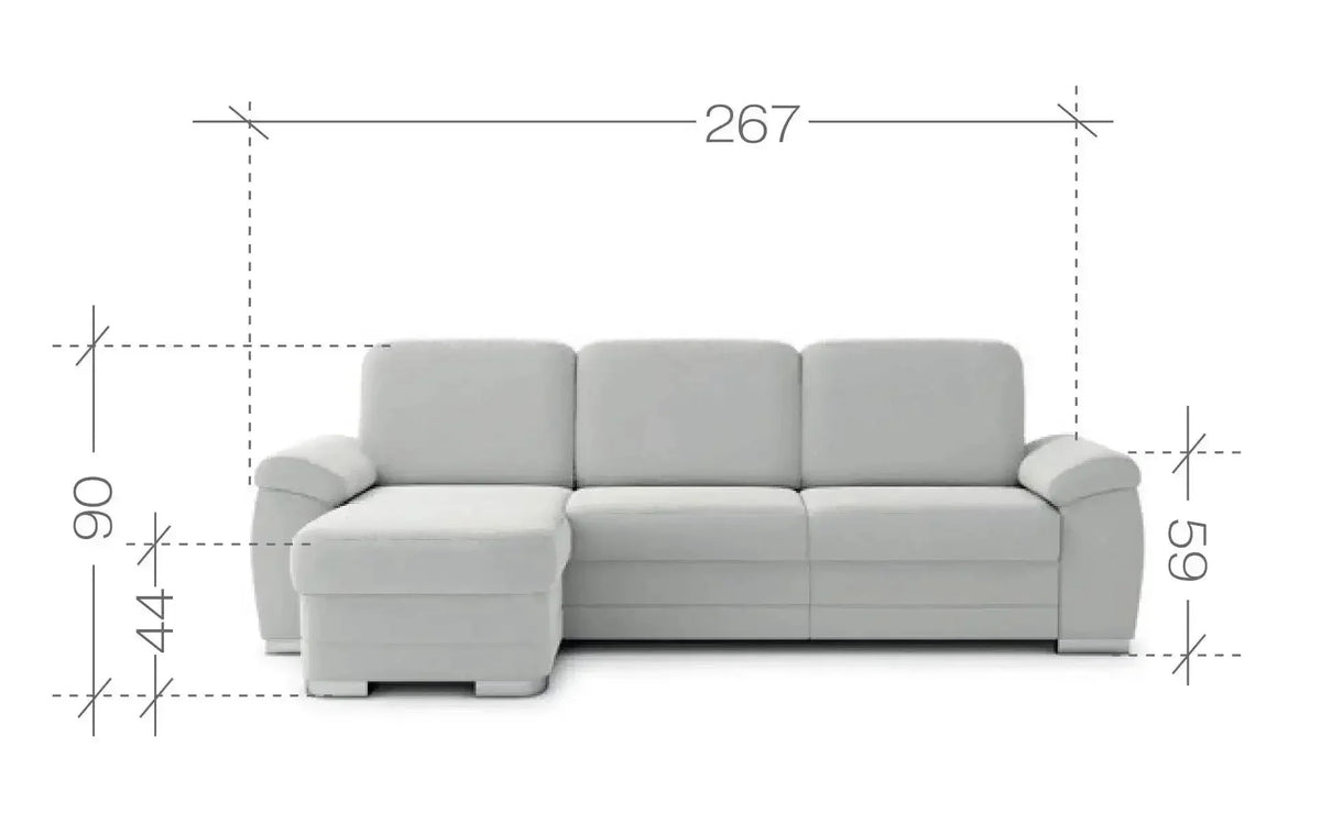 Barello I Corner Sofa Bed With Storage dimensions