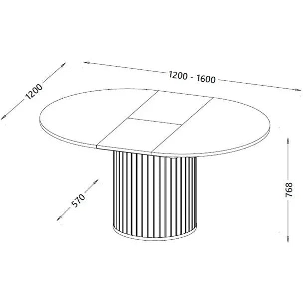 Zante Extending Dining Table dimensions