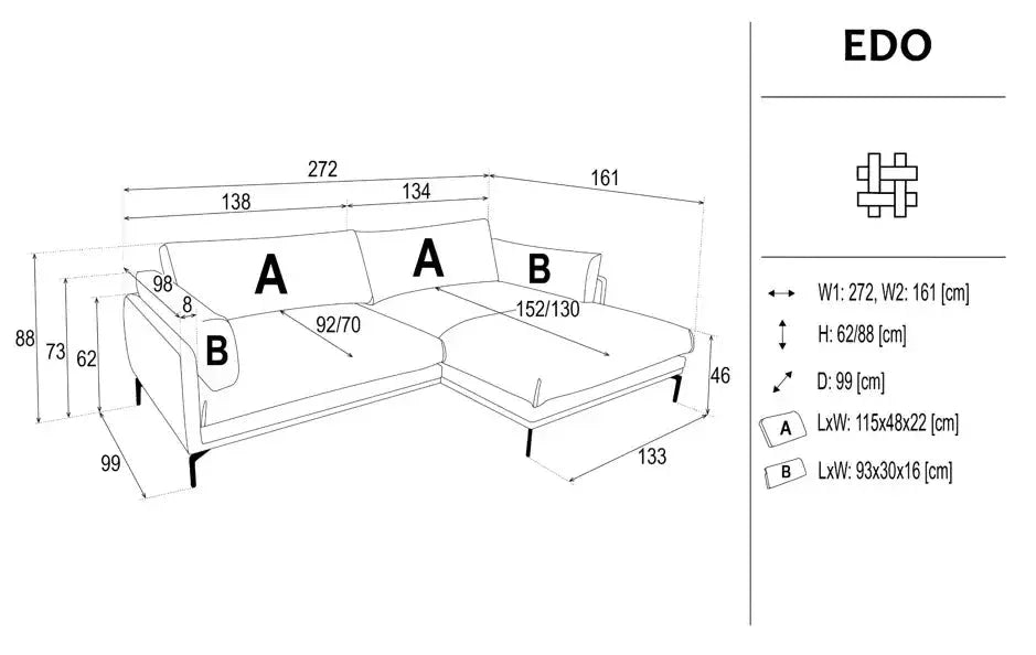 Edo Corner Sofa dimensions