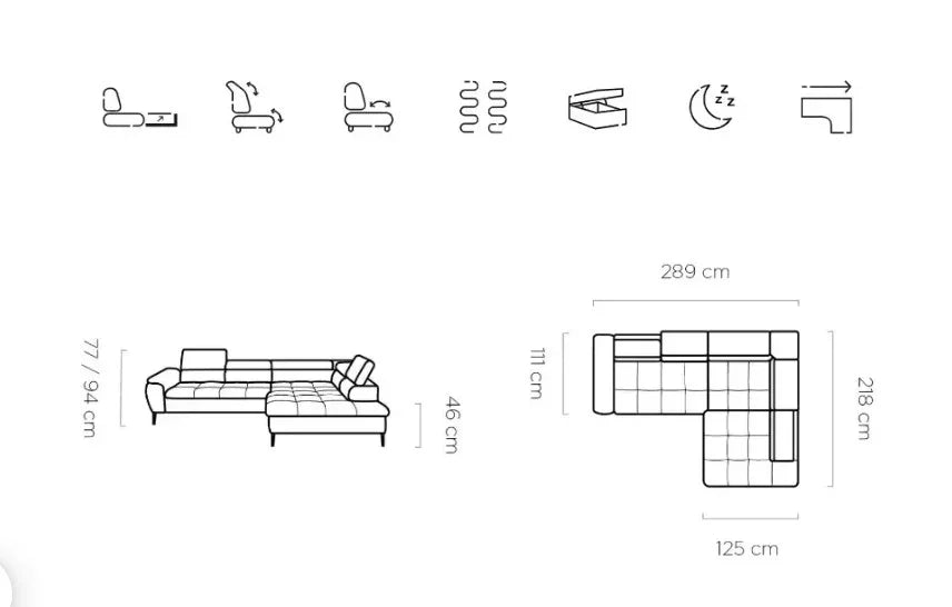 Empoli L Corner Sofa Bed Relax With Storage dimensions
