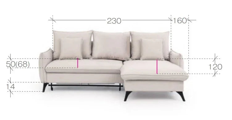 Modica Corner Sofa Bed With Storage dimensions