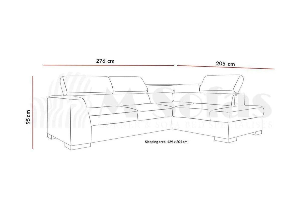 Nest II Corner Sofa Bed With Storage dimensions