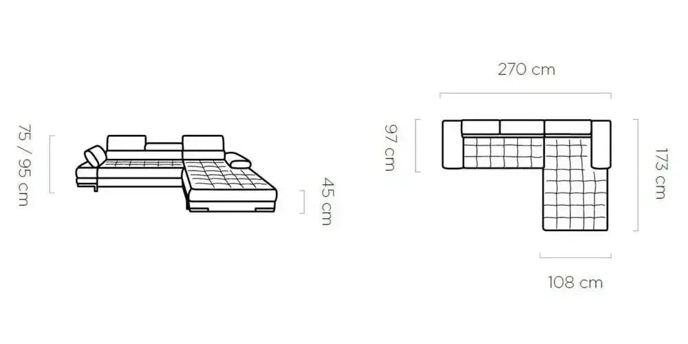 Selva S Corner Sofa Bed With Storage dimensions
