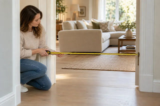 Measuring a doorway to check access for sofa delivery