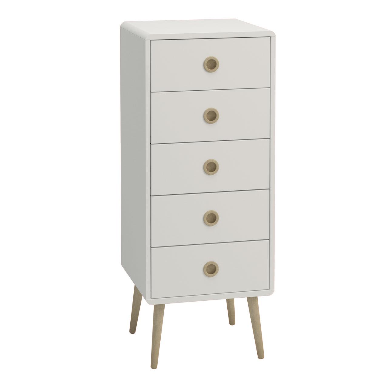 Softline 5 Drawer Narrow Chest Off White