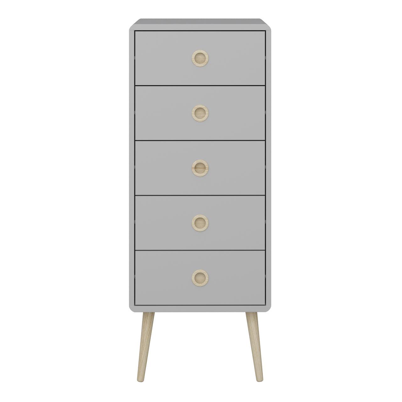 Softline 5 Drawer Narrow Chest in Grey 