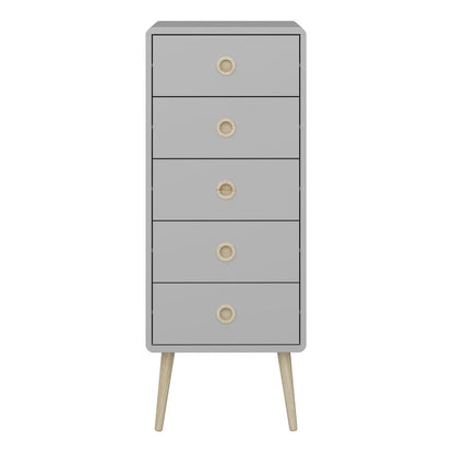 Softline 5 Drawer Narrow Chest in Grey 