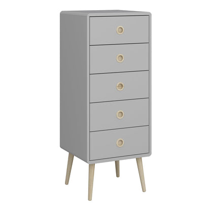 Softline 5 Drawer Narrow Chest in Grey 