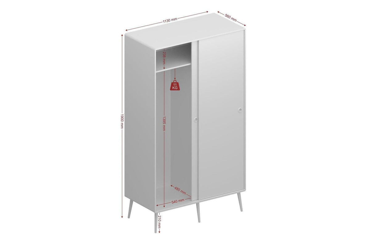 Softline Sliding 2 Door Wardrobe In Grey