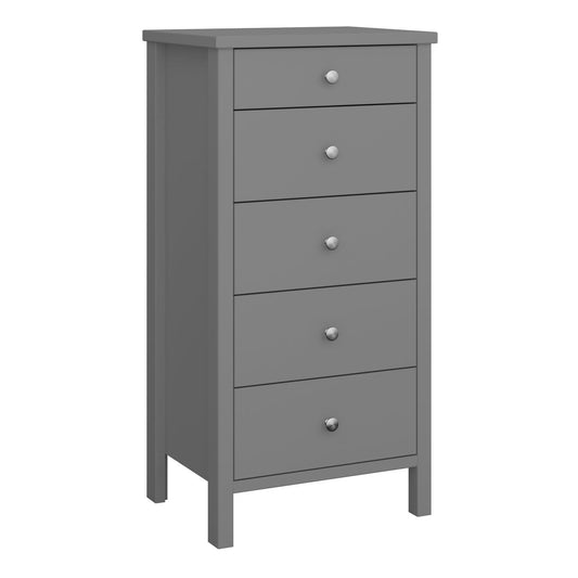 Tromso 5 Drawer Chest in Grey