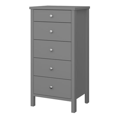 Tromso 5 Drawer Chest in Grey