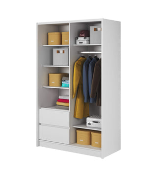 Sara 130 White Wardrobe with Mirror - Msofas LTD