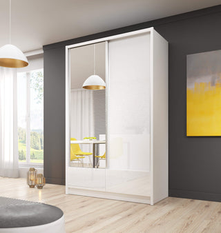 Aria I 130 White Wardrobe with Mirror - Msofas LTD