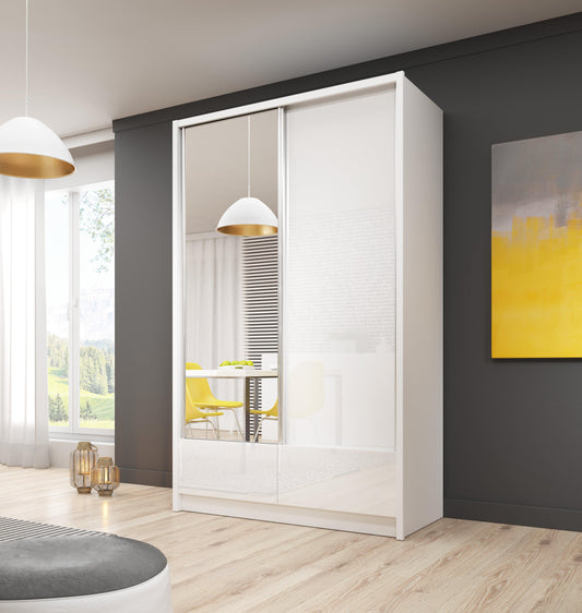 Aria I 130 White Wardrobe with Mirror