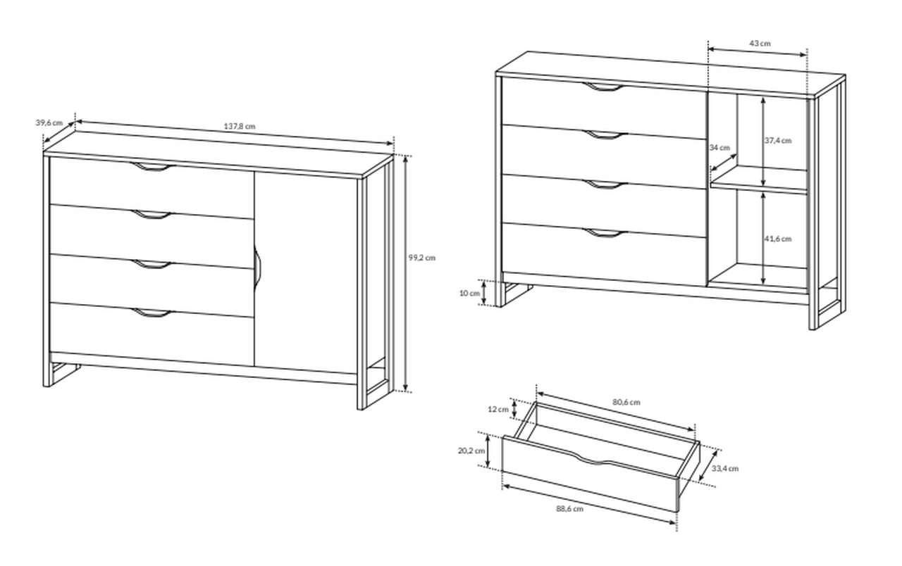 Arden Sideboard with Drawers 138