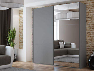 Vigo 200 Graphite Wardrobe with Mirror - Msofas LTD