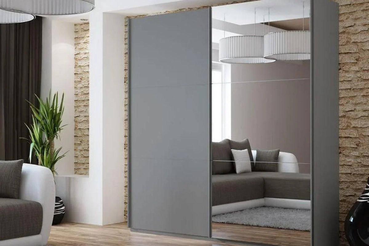 Vigo 250 Graphite Express Delivery Sliding Wardrobe With Mirror