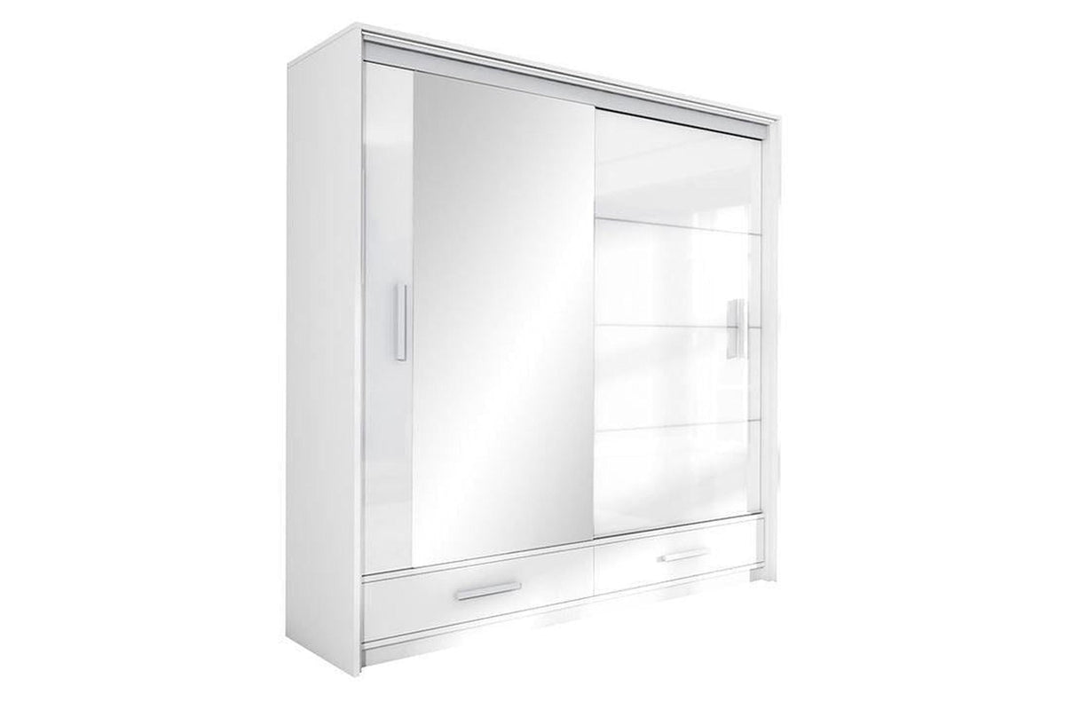 Marsylia 208 White Sliding Wardrobe With Mirror